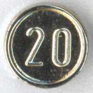 Lego mince 20, chromově zlatá (70501b CHROME GOLD)